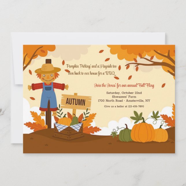 Sorrindo Convite de Espantalho (Frente)