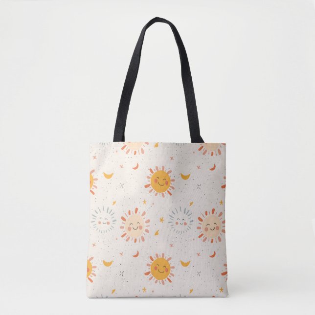 Sorrindo Sol e Lua Tote Bag, Estética Bestial (Frente)