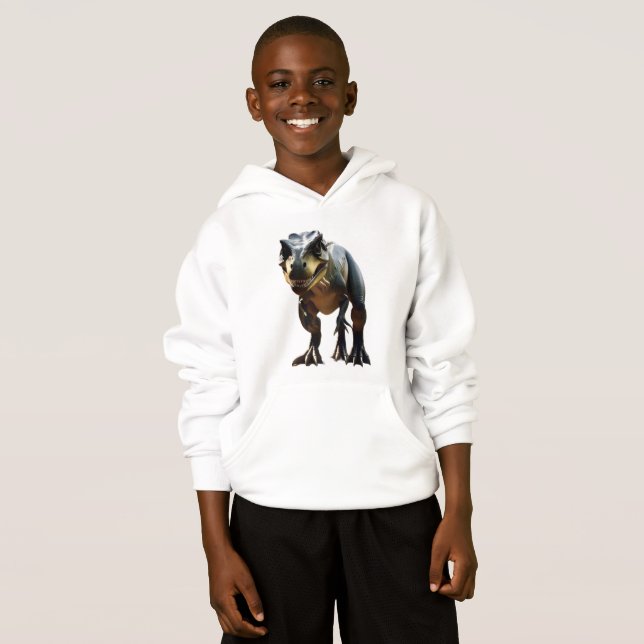 **"Sorriso Aterrador: O T-Rex Sorridente"** (Frente Completa)