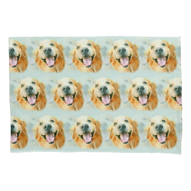 Sorriso de Ouro Retriever Cachorro em Aquarela (Frente-Esquerda)