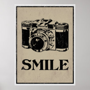 Sorriso: Poster retro da arte da câmera