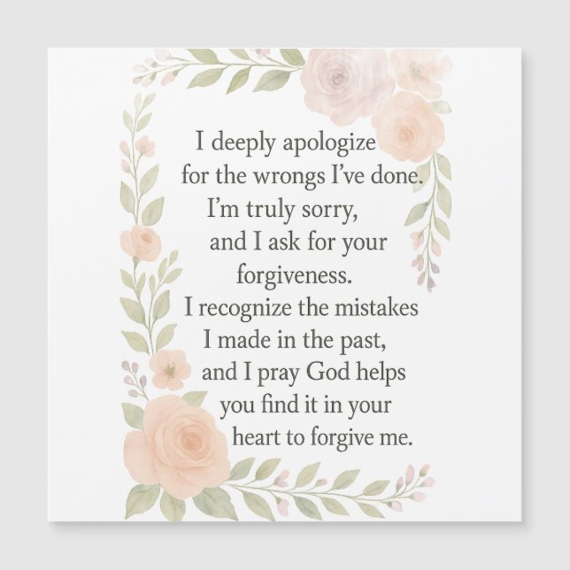 Sorry/Apology\ Forgiveness Floral Magnetic Card (Frente)