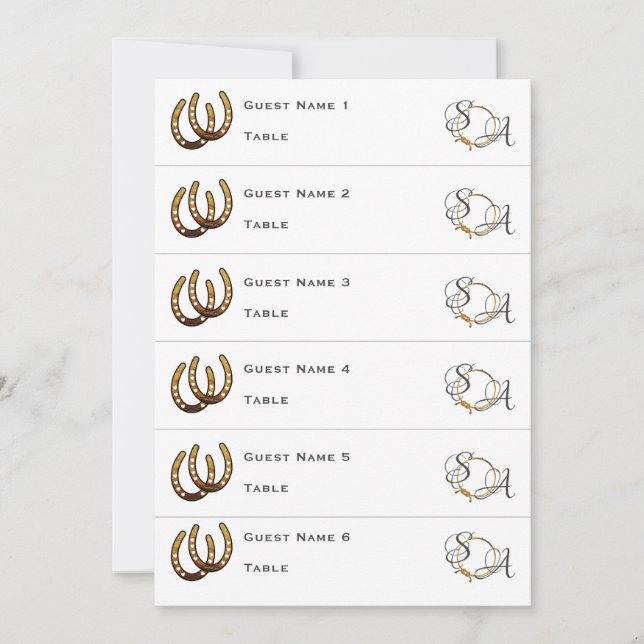 Sorte No Amor Cartão De Lugar De Ferradura Ocident (Frente)