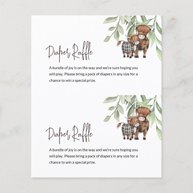 Sorteio de Fraldas Orçamento Vaca Vegetação Cartão (Frente)