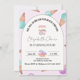 Sorvete 4º Convite de Aniversário