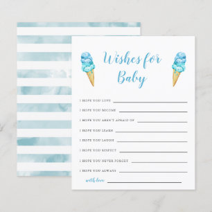 Sorvete azul Chá de fraldas deseja cartão de beb