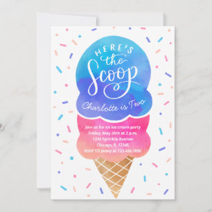 Sorvete Com Convite de aniversário De Sprinkles