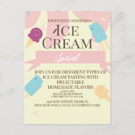 Sorvete Cone Social Flyers Convite Amarelo