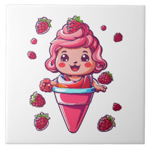 Sorvete de framboesa Kawaii