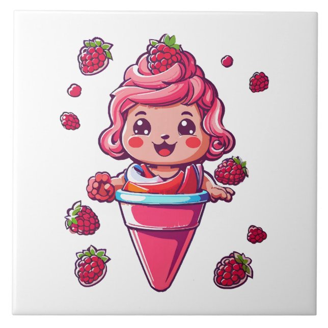 Sorvete de framboesa Kawaii (Frente)