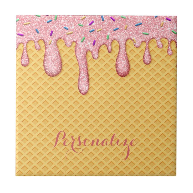 Sorvete De Fusão Rosa Cone Sweet Dessert (Frente)