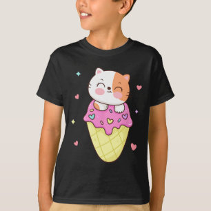 Sorvete De Gato Bonito Camisa Animador Kawaii Cria