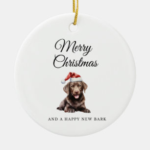 Sorvete de Natal, Chocolate Lab, ornamento cerâmic