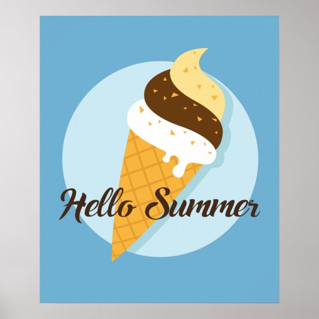 Sorvete de poster de cor personalizada Hello (Frente)