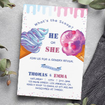 Sorvete Gênero Revelar Convite de festas