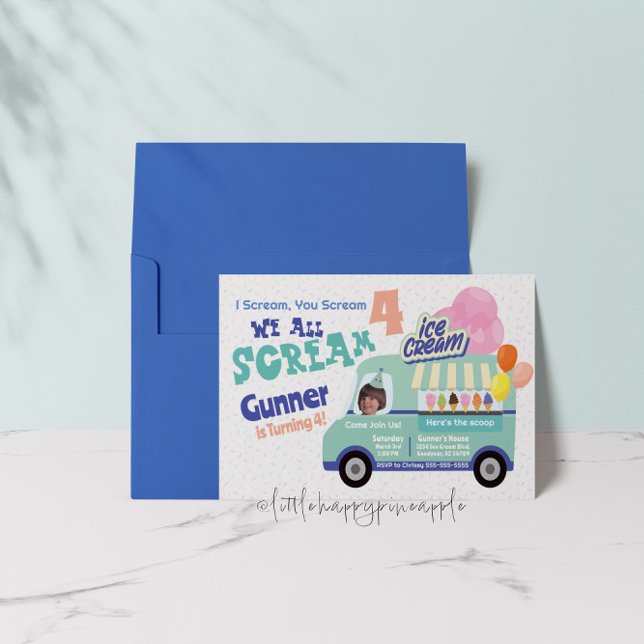 Sorvete Gritar 4 Convites de aniversário (Criador carregado)