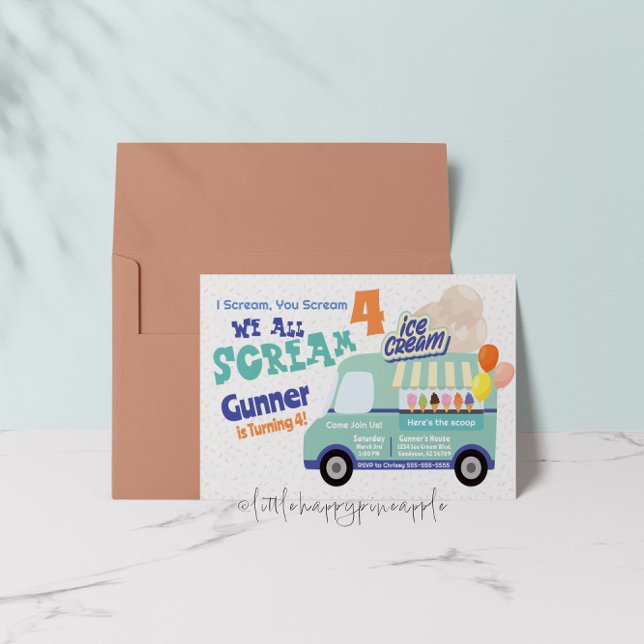 Sorvete Gritar 4 Convites de aniversário (Criador carregado)