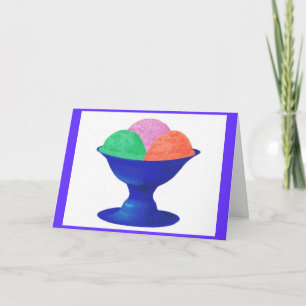 Sorvete na tigela azul, convite de festas, placa