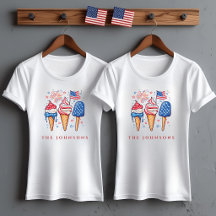 Sorvete Patriótico Moderno Camiseta Feminina Perso