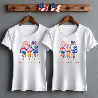 Sorvete Patriótico Moderno Camiseta Feminina Perso