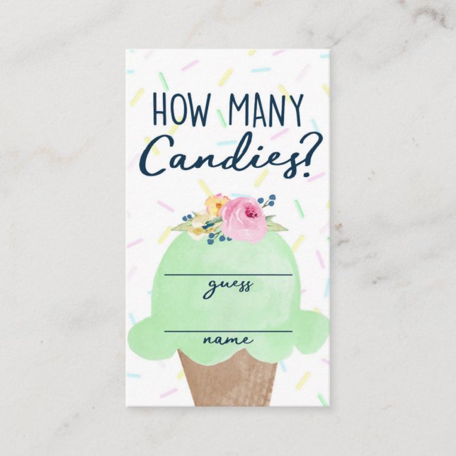 Sorvete Quantas Candies Jogue Adivinha Cartões (Frente)