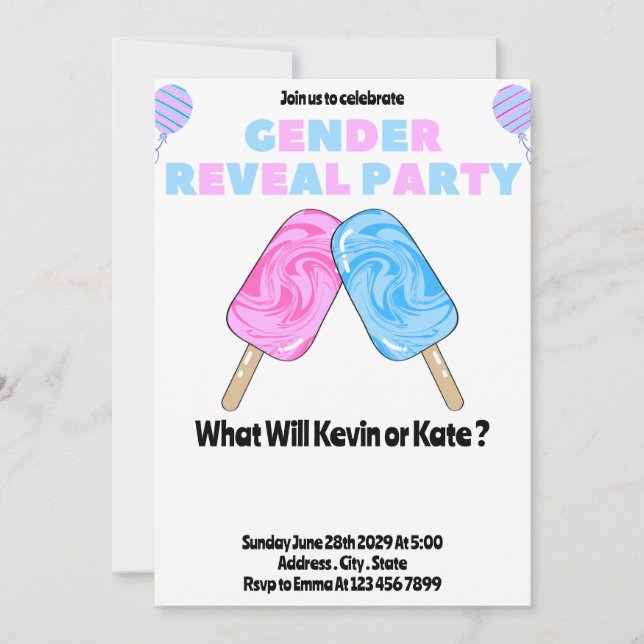 Sorvete Sexo do Bebê Convite para apresentação de  (Frente)