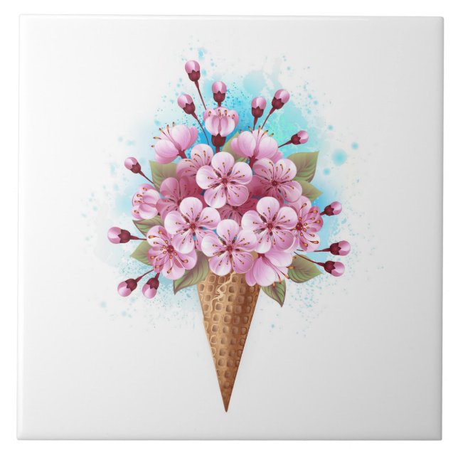 Sorvete Waffle Rosa Sakura Cone (Frente)