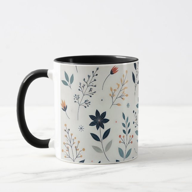 Sorvo em Flor: A Caneca de Café Floral Folhuda (Esquerda)