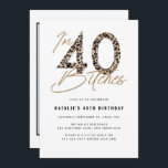 Sou 40 na moda de impressão animal foto de script<br><div class="desc">Design aniversário de 40 anos de diversão moderna para impressão animal</div>
