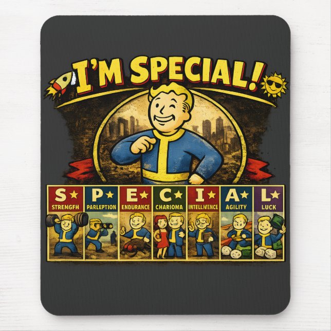 Sou Especial | Stats Mousepad Inspirado em Fallout (Frente)