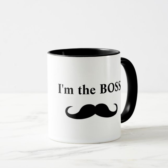 Sou o chefe, caneca de café com bigode (Frente Esquerda)