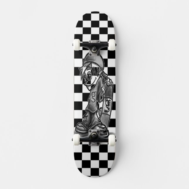 Sou o G Skater Boy Checkered Skateboard (Frente)