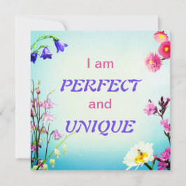 Sou perfeito e único costume de cartão de afirmaçã