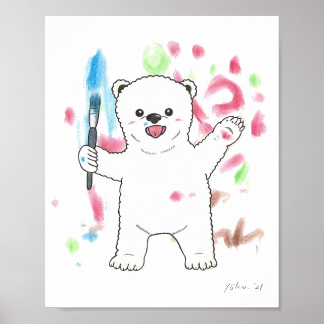 "Sou um artista!" pôster de berçário de urso polar (Frente)