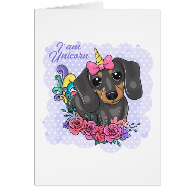 Sou um Cartão de Saudação do Unicorn Dachshund (Frente)