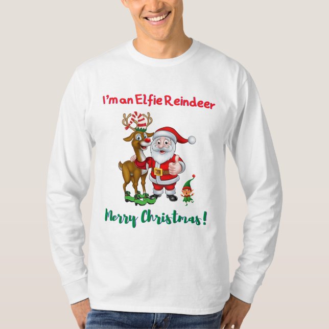 Sou uma camiseta de Natal Elfie Reindeer (Frente)