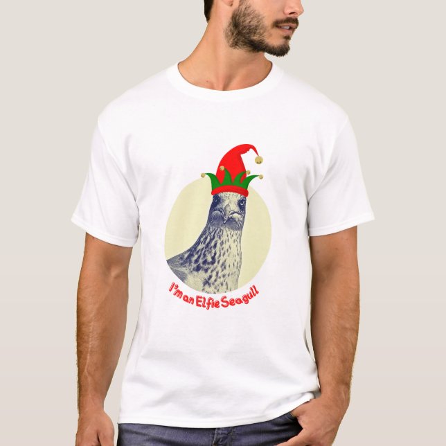 Sou uma camiseta engraçada Elfie Seagull (Frente)
