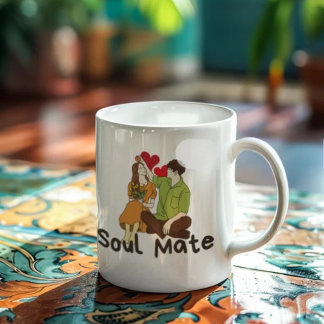 Soul Mate Mug - Xícara Românica de Café para Casai