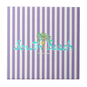 South Beach, Flórida stripes roxas Tile