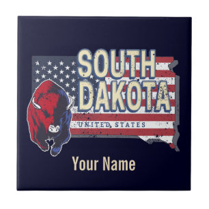 South Dakota Estados Unidos Retro State Map Vintag