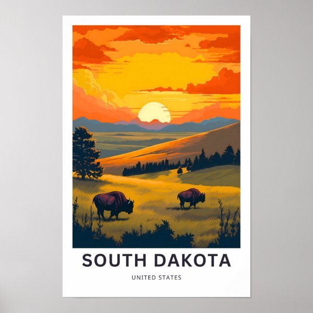 South Dakota Estados Unidos Viagem Impressão (Frente)