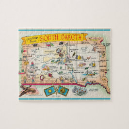 South Dakota Postcard Map Jigsera Quebra-cabeça