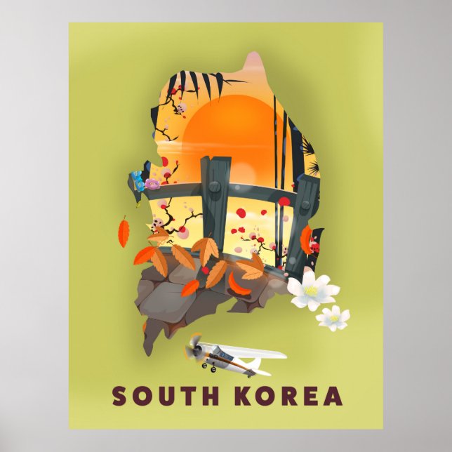 South Korea illustrated map poster (Frente)