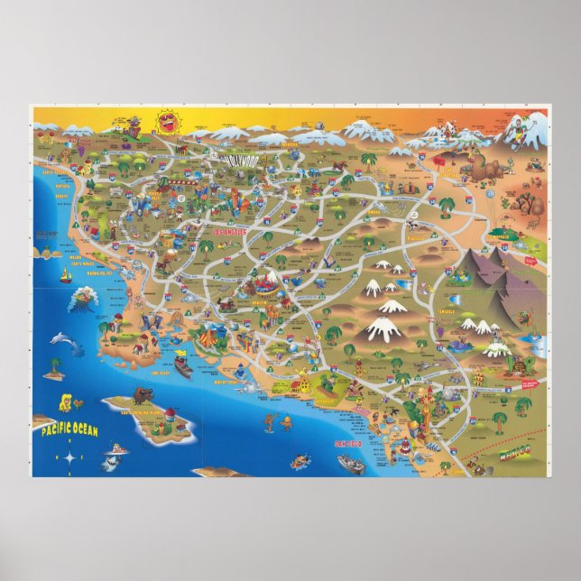 Southern California map Poster (Frente)