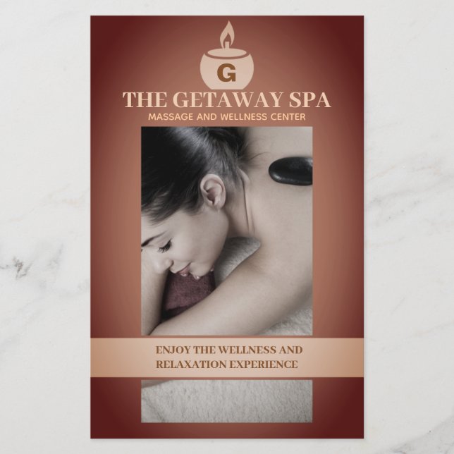 Spa e Massage Brown Beige Flyer com preços (Frente)