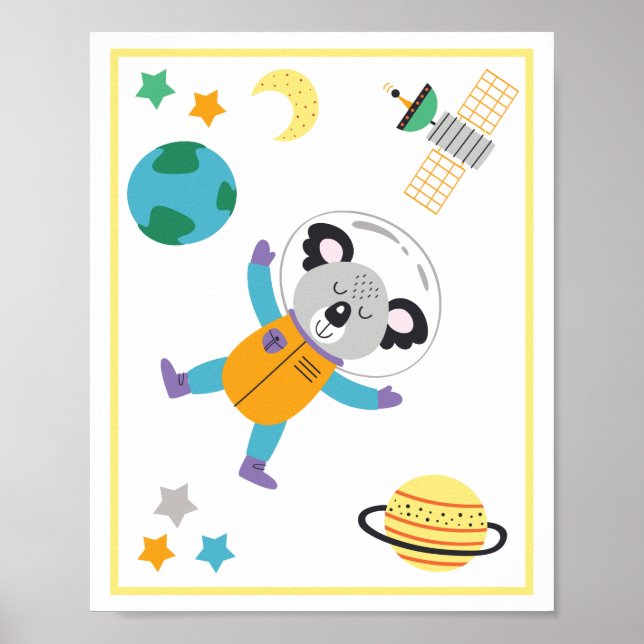 Space Animais Art Impressão Koala (Frente)