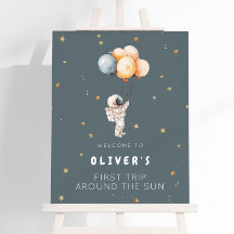 Space First Birthday Welcome Sign