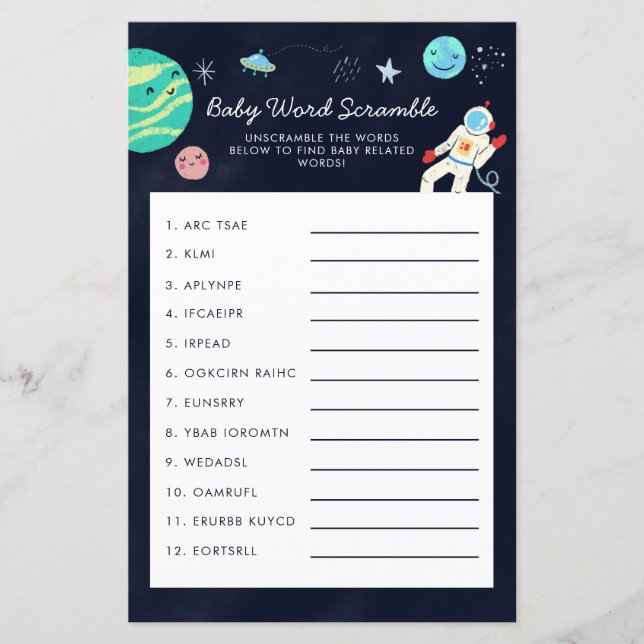 Space Galaxy Baby Word Scramble Game (Frente)