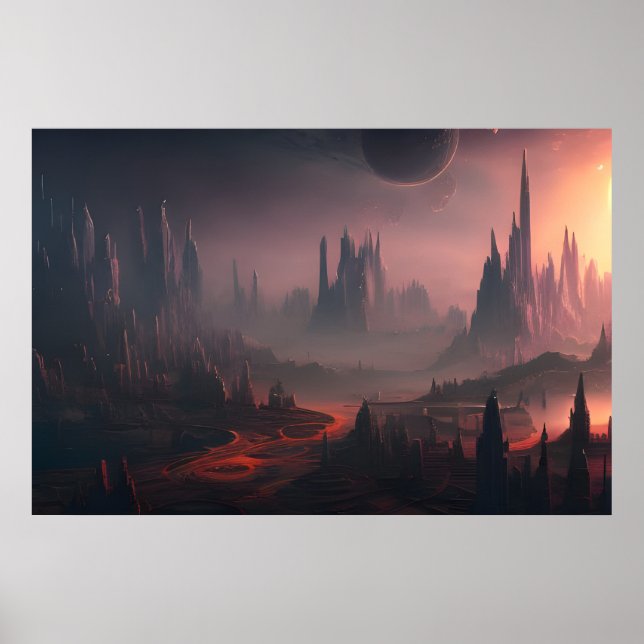 Space Planet Landscape Digital Art Poster #034 (Frente)