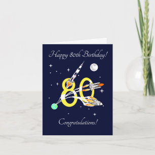 Space Rockets 80 - Cartão de aniversário